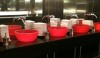 The red resin sinks are a wonderful surprise in the ladies room of the W Hotel in Atlanta.
