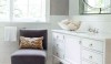 Seating_and_bath07 This "cushy modernist" ladies slipper chair is a perfect fit in this bath. The legs are Lucite, a most unusual treatment, while the upholstery is a warm shade of gray. This master bath was designed by Leslie Cohen of the wonderful shop Dovecote in Westport, CT.