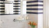 Inventing-Bath-Style007-400x521 Horizontal stripes make a bath seem wider. I love the bold navy and white stripes.
