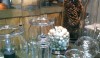 A collection of clear glass both useful and pretty in the bath or kitchen.