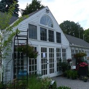 L1020611 The White Flower Farm shop with a lovely assortment of plants at the entrance.