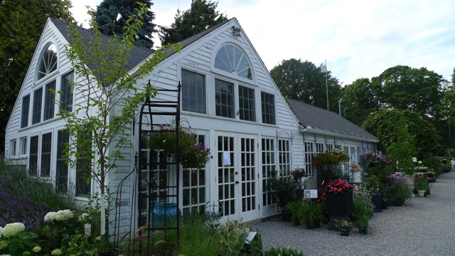 L1020611 The White Flower Farm shop with a lovely assortment of plants at the entrance.