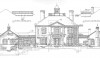 The final drawings for the facade of a house in Bridgewater,CT. A serenely proportioned Georgian building with a temple fronted entrance topped with a pediment.