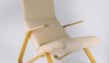 Knoll was at the forefront of collaborating with studio designers. This Eero Saarinen chair of laminated birch and fabric was called the â€œGrasshopper".