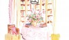 Hanging Lights A hanging light over a soft skirted table with a vase of flowers adds dimension to a room that may be too big. It takes furniture away from the walls and offers a resting place for books and other beautiful objects.