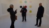 My family at the show in front of one of the Spot paintings with large scale dots.