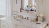 bathroom moldings Shaker style drawers and simple raised panels are all the architectural decoration needed in this beautiful bath by Thomas O'Brien.