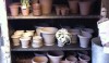 Pergola3 Handmade pottery containers in white clay and red from Connecticut potter Ben Wolff. He is following in the tradition of his father Guy Wolff.