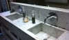 The simple but functional bath at Dalesford.  It is constructed of the same Cararra marble that clads the entire store.