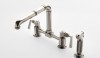 The bridge kitchen fitting with spray.  The iconic details of knurled rings and hex nuts create a bold statement for the kitchen.
