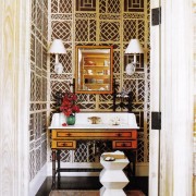 This is bamboo and lattice heaven. It is graphic, brown and bold!