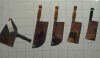 Hidden somewhere amongst the many booths there must have been an exceptional manufacturer or craftsman who made these cleavers with beautiful wooden handles and great shapes. I love they way they are hung.