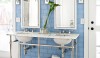Traditional Home Large scale blue tile, the color of the sky on a perfect day, is a great compliment to the Statuary floors. This is a great color and, despite its depth, is amazingly neutral.