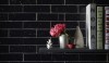 Kitch and Bar_Grove dark light grout Grove Brickworks, color Deep Naval Blue, with a light gray grout. This installation has many of the same properties as the District dark blue.